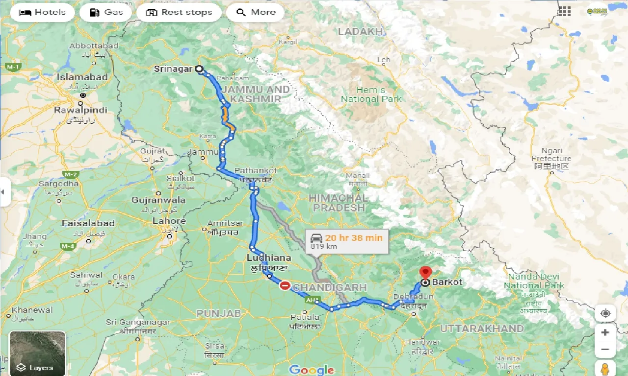 srinagar-to-barkot-one-way