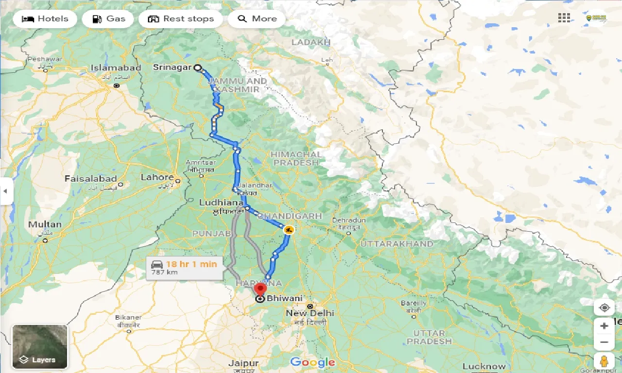 srinagar-to-bhiwani-taxi