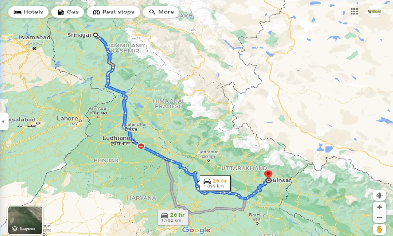 srinagar-to-binsar-one-way