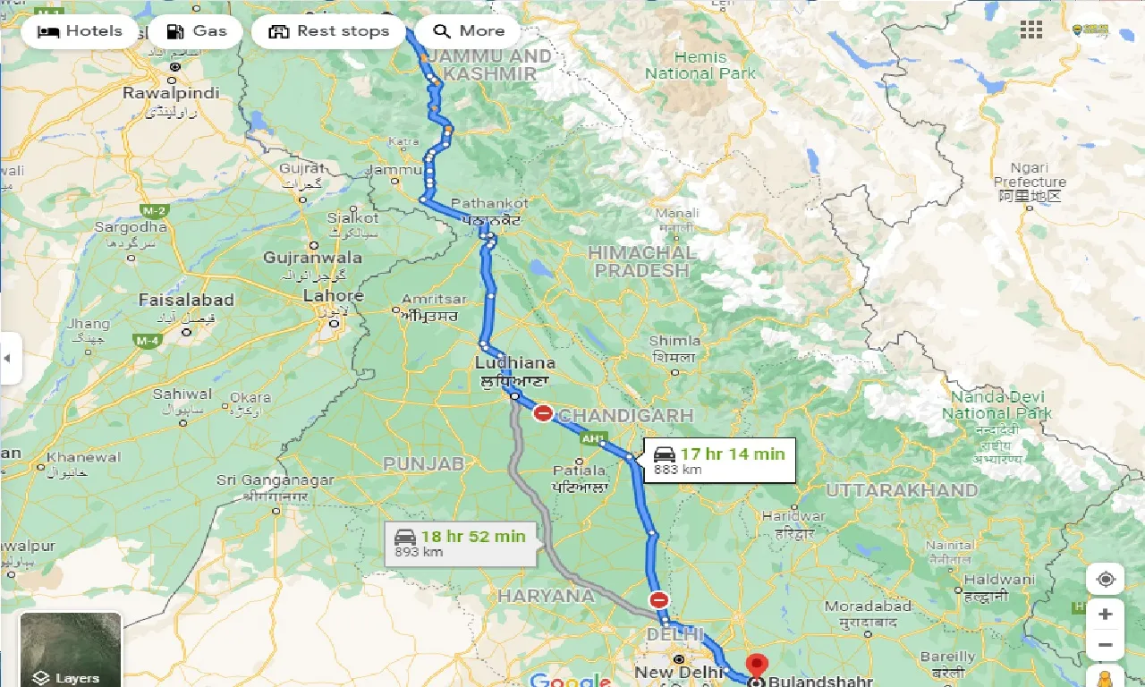 srinagar-to-bulandshahr-one-way