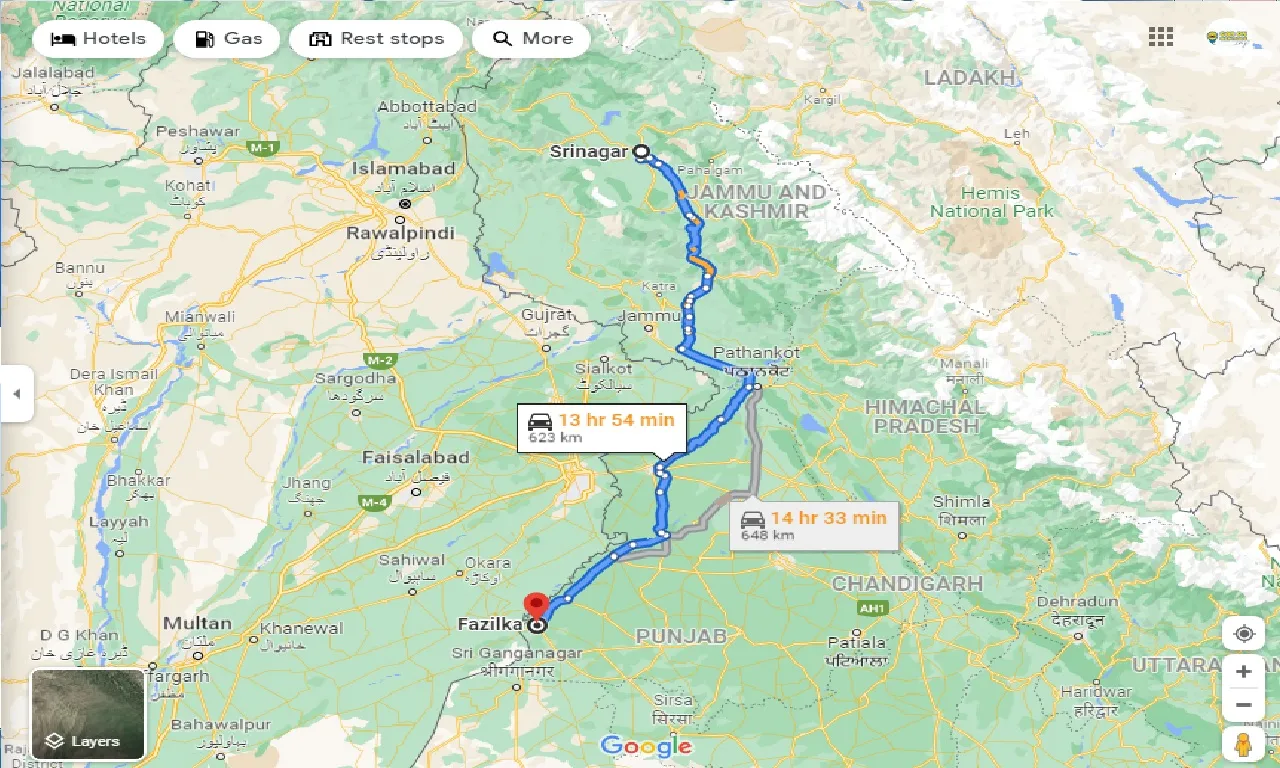 srinagar-to-fazilka-taxi