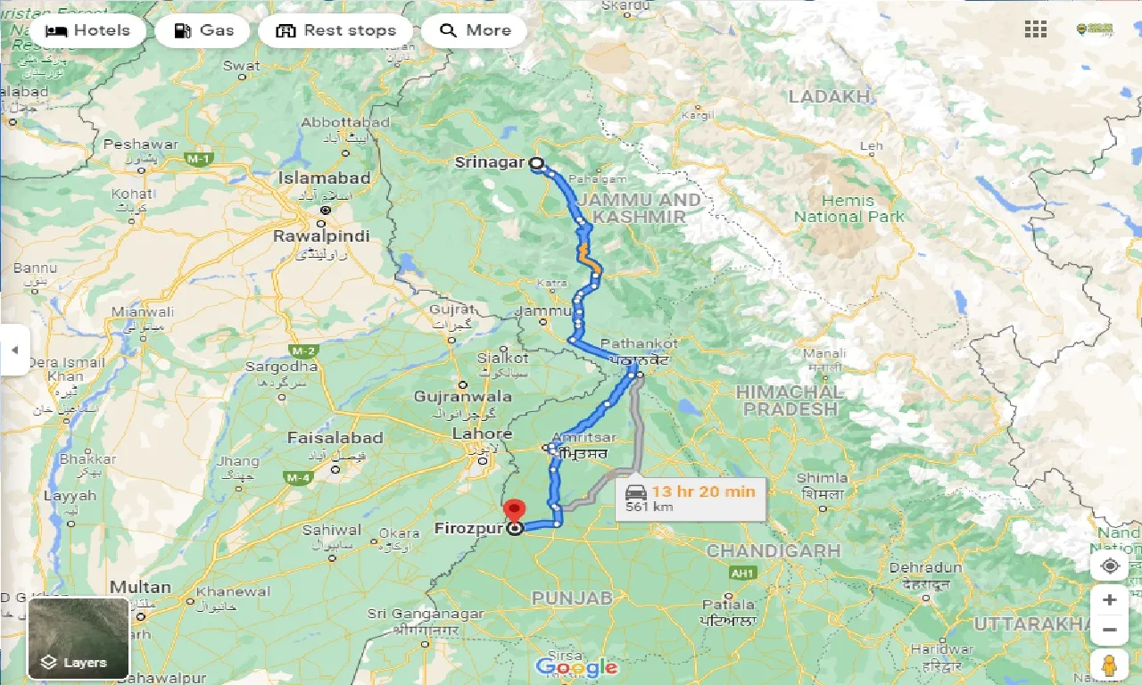 srinagar-to-firozpur-one-way