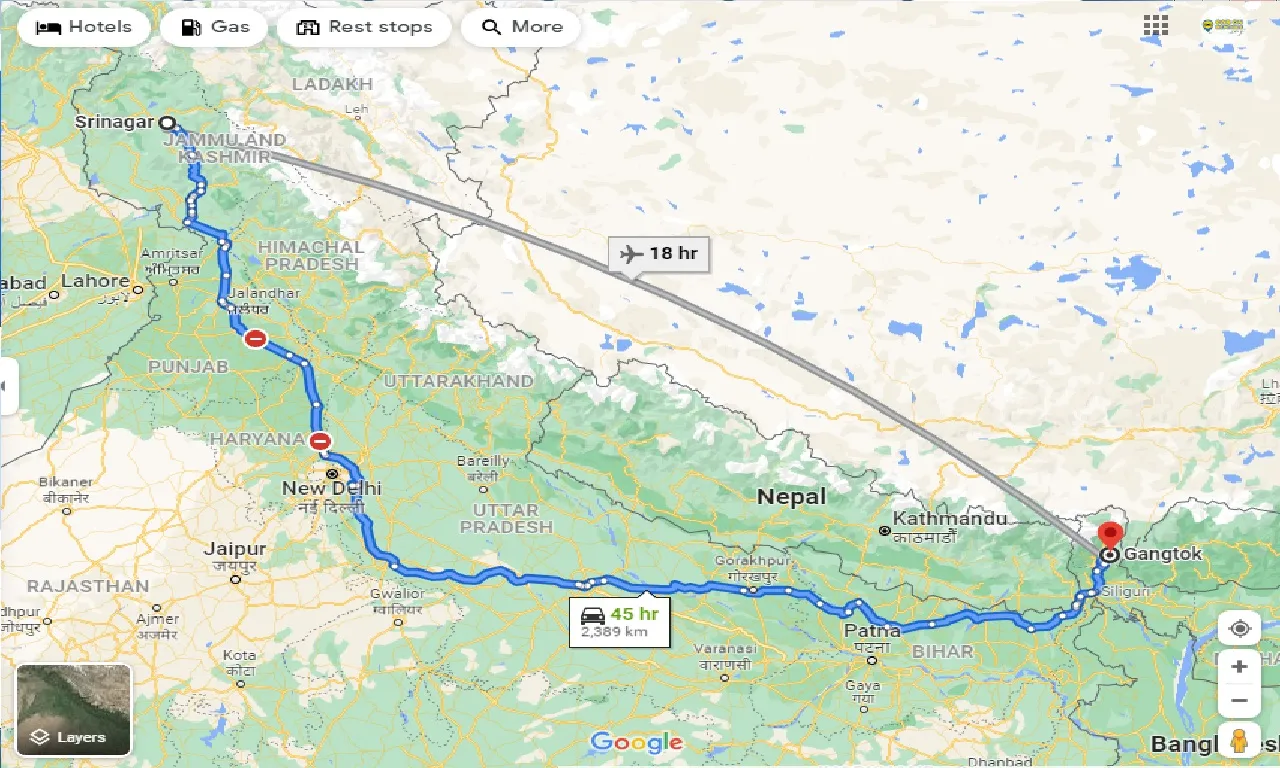 srinagar-to-gangtok-one-way