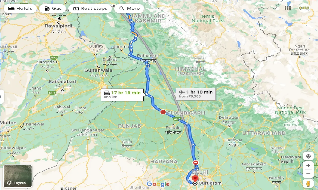 srinagar-to-gurugram-taxi