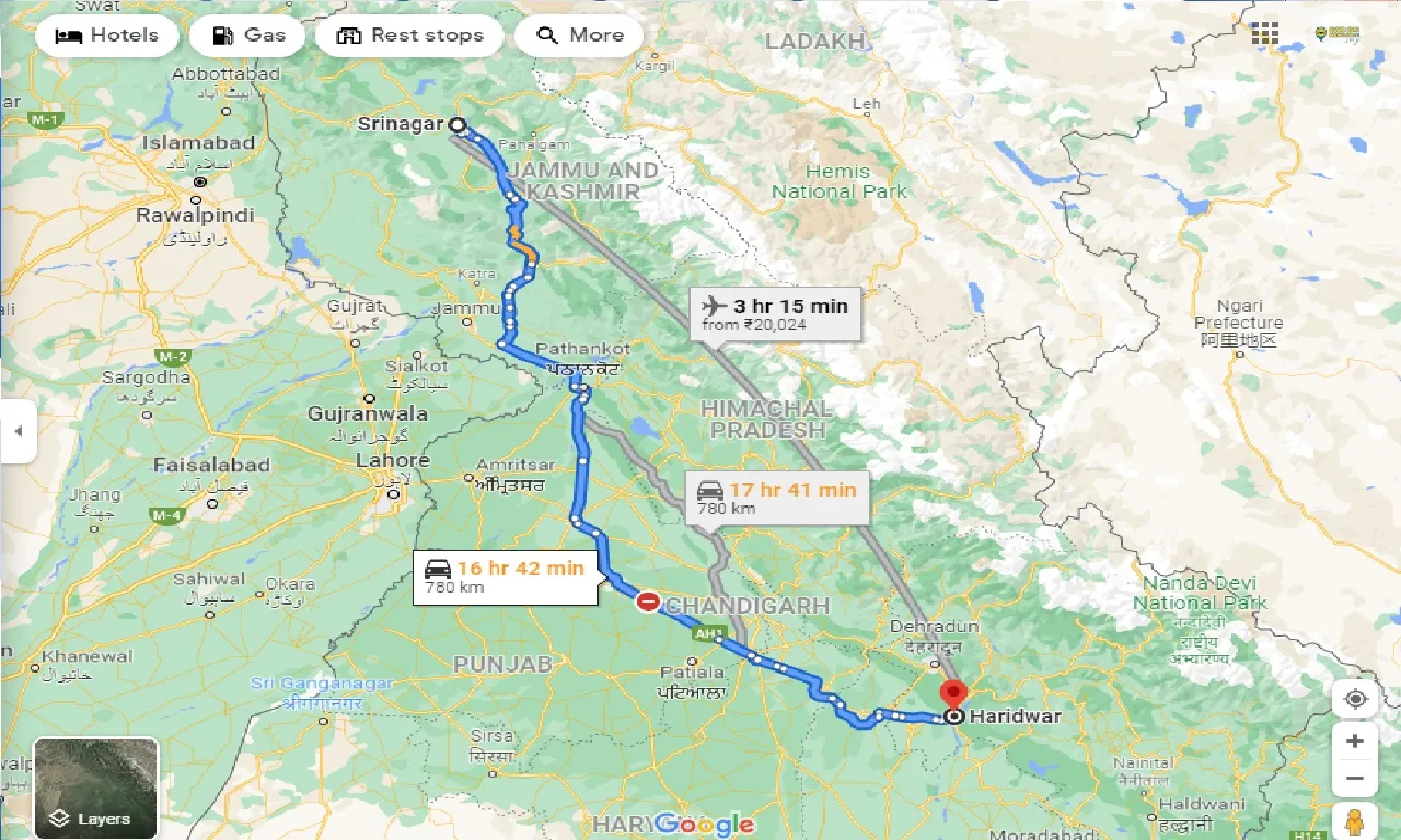 srinagar-to-haridwar-one-way