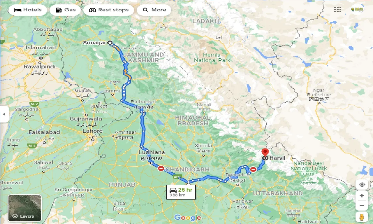 srinagar-to-harsil-taxi