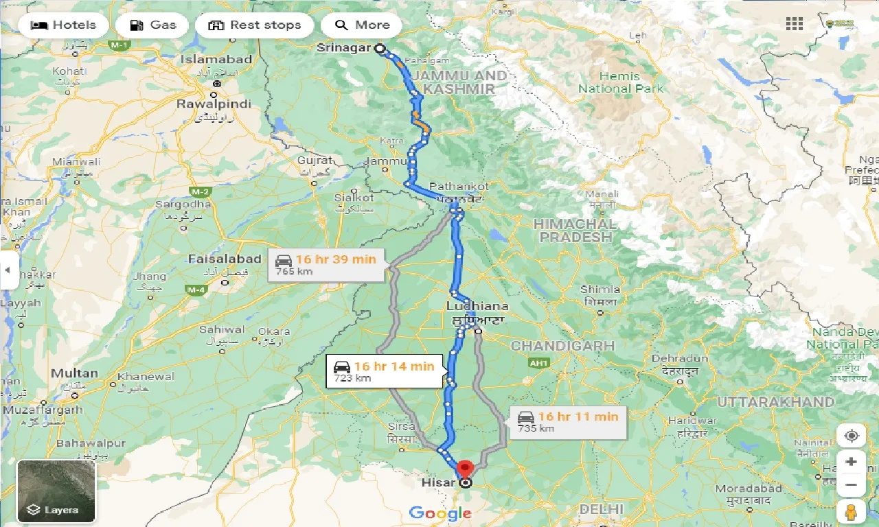 srinagar-to-hisar-taxi