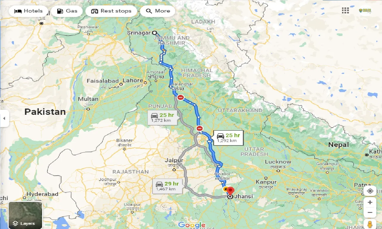 srinagar-to-jhansi-taxi