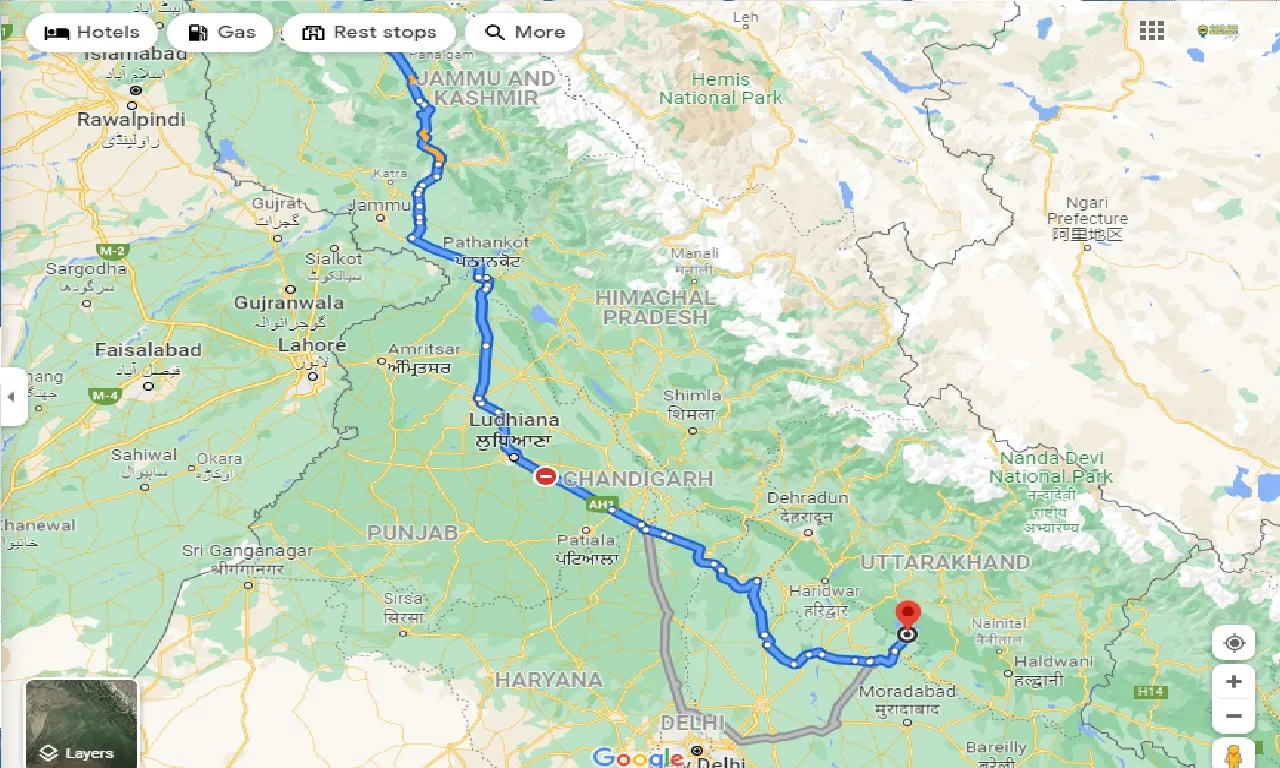 srinagar-to-jim-corbett-national-park-one-way