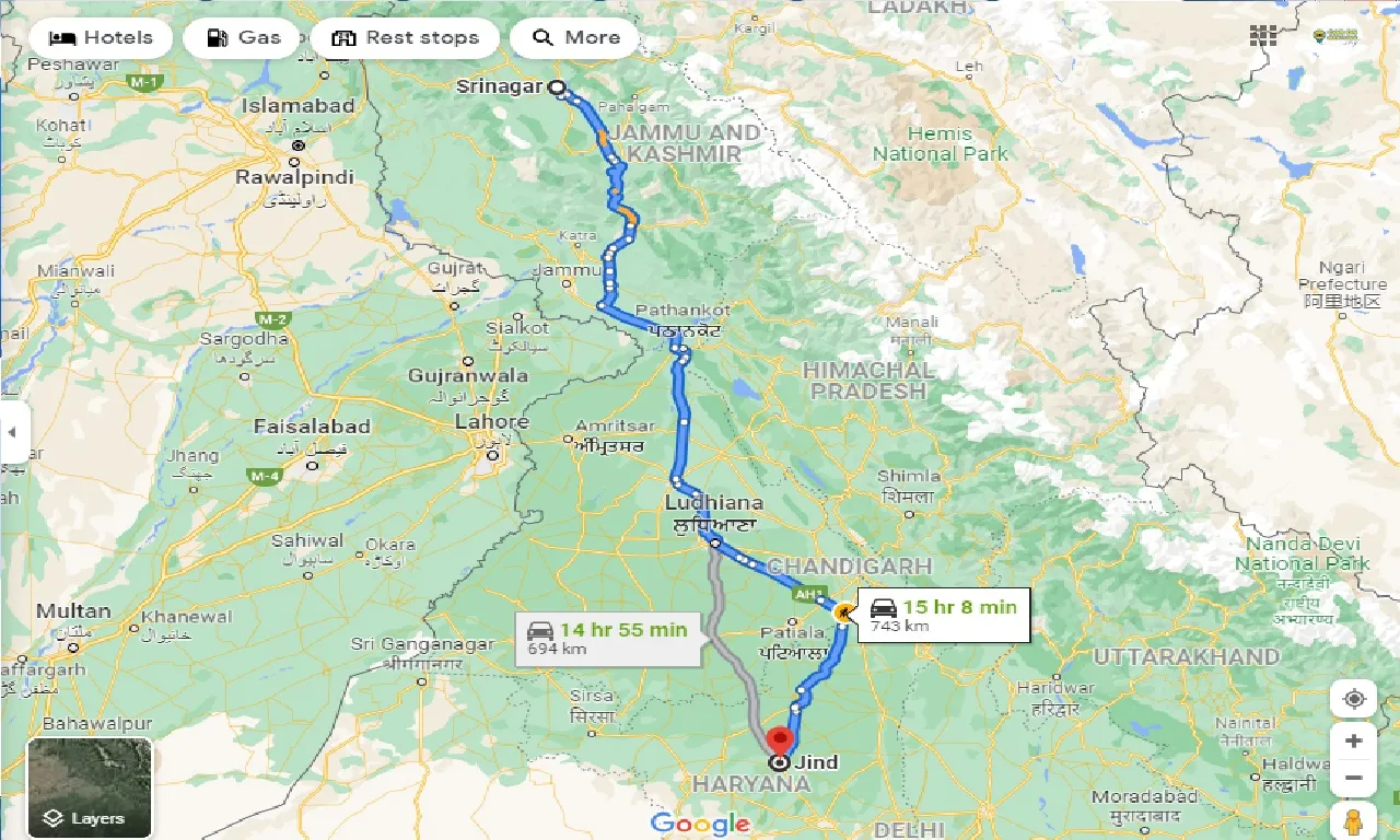 srinagar-to-jind-one-way