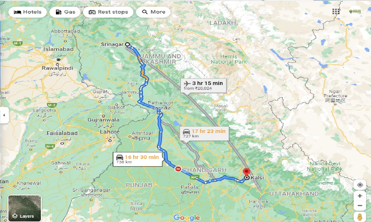 srinagar-to-kalsi-one-way