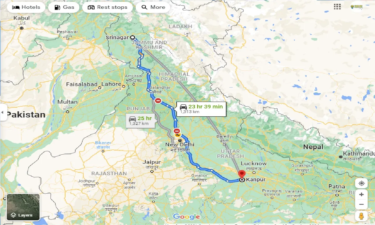 srinagar-to-kanpur-one-way