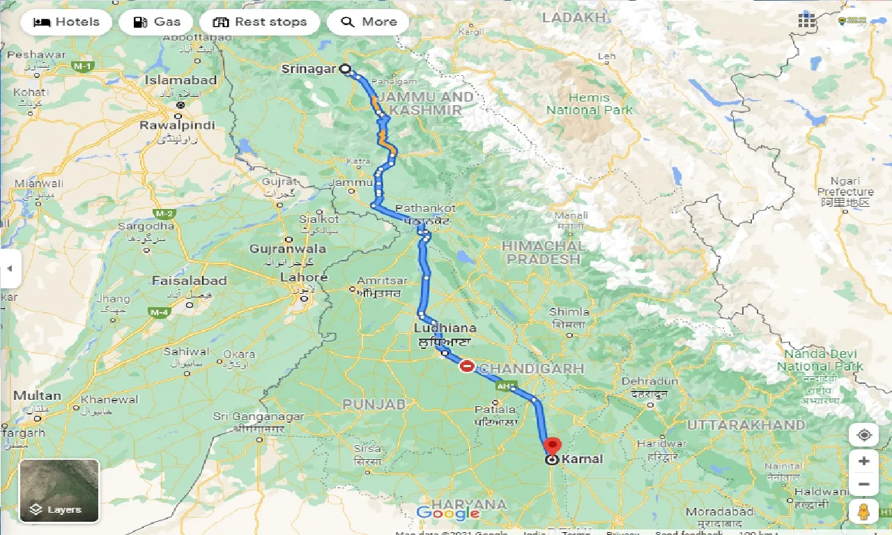 srinagar-to-karnal-one-way