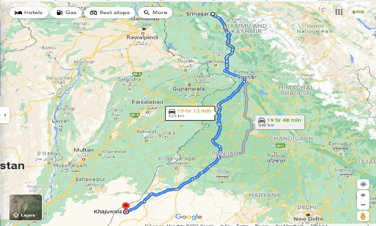 srinagar-to-khajuwala-one-way