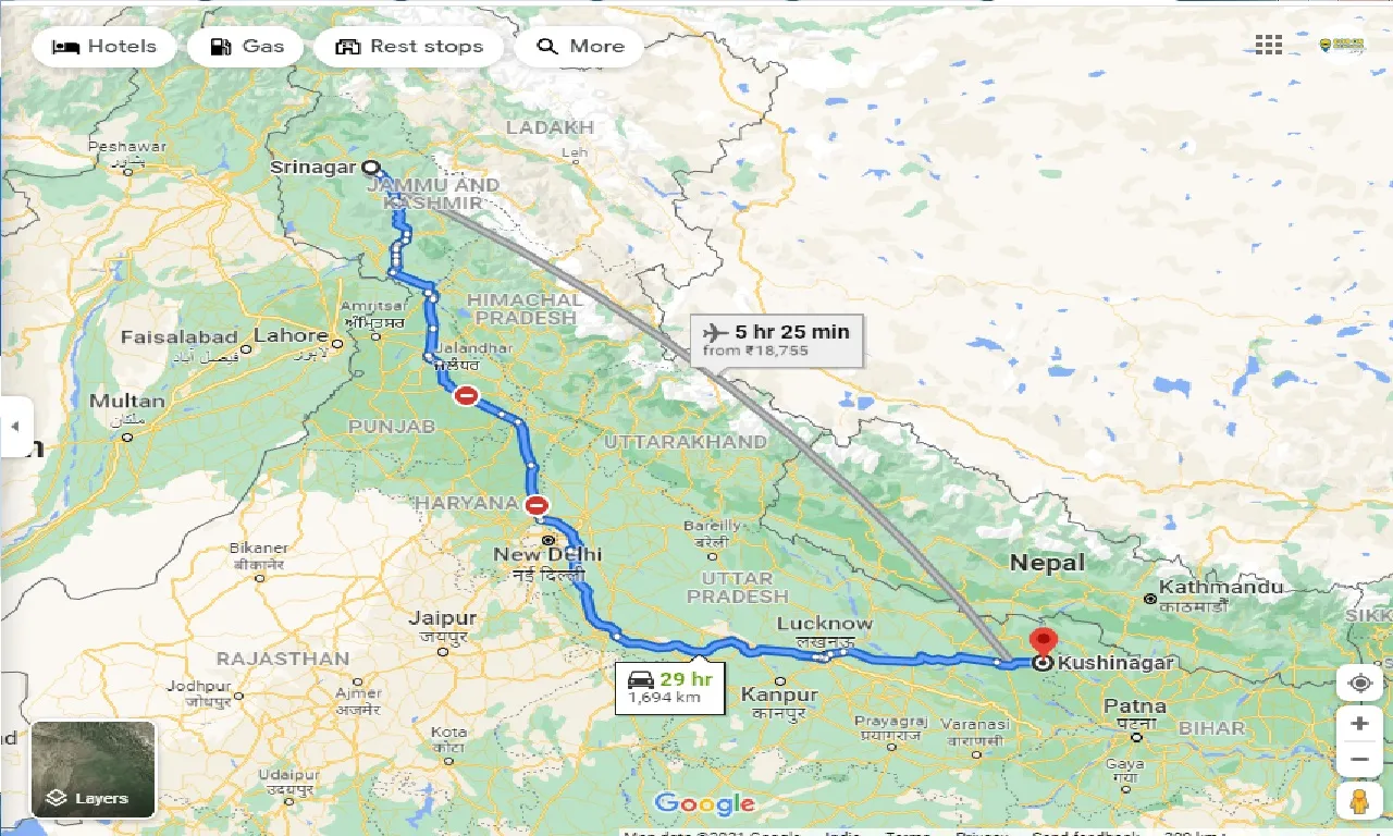 srinagar-to-kushinagar-taxi