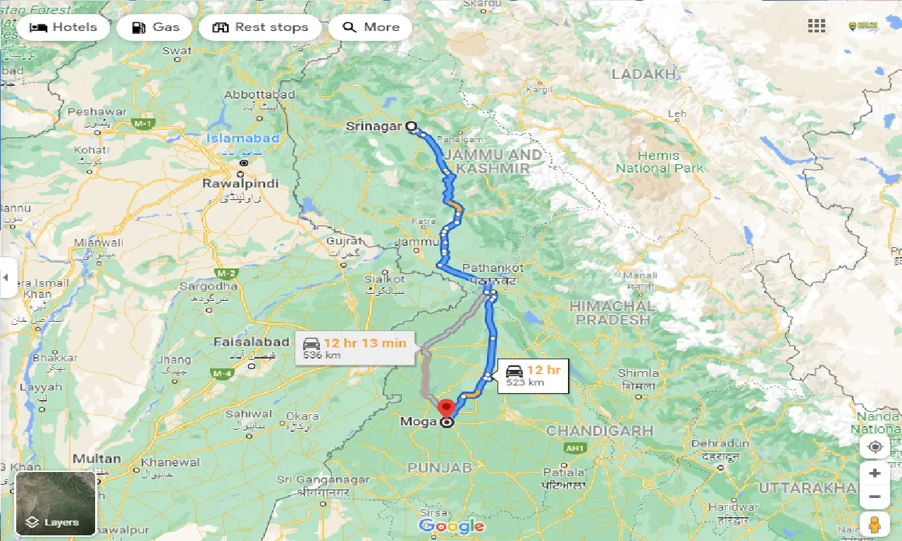 srinagar-to-moga-taxi
