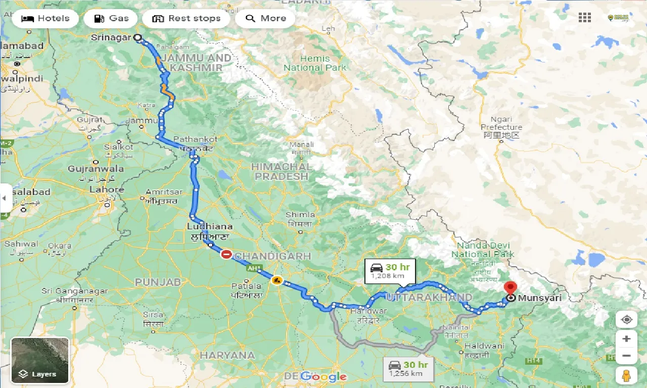 srinagar-to-munsyari-one-way