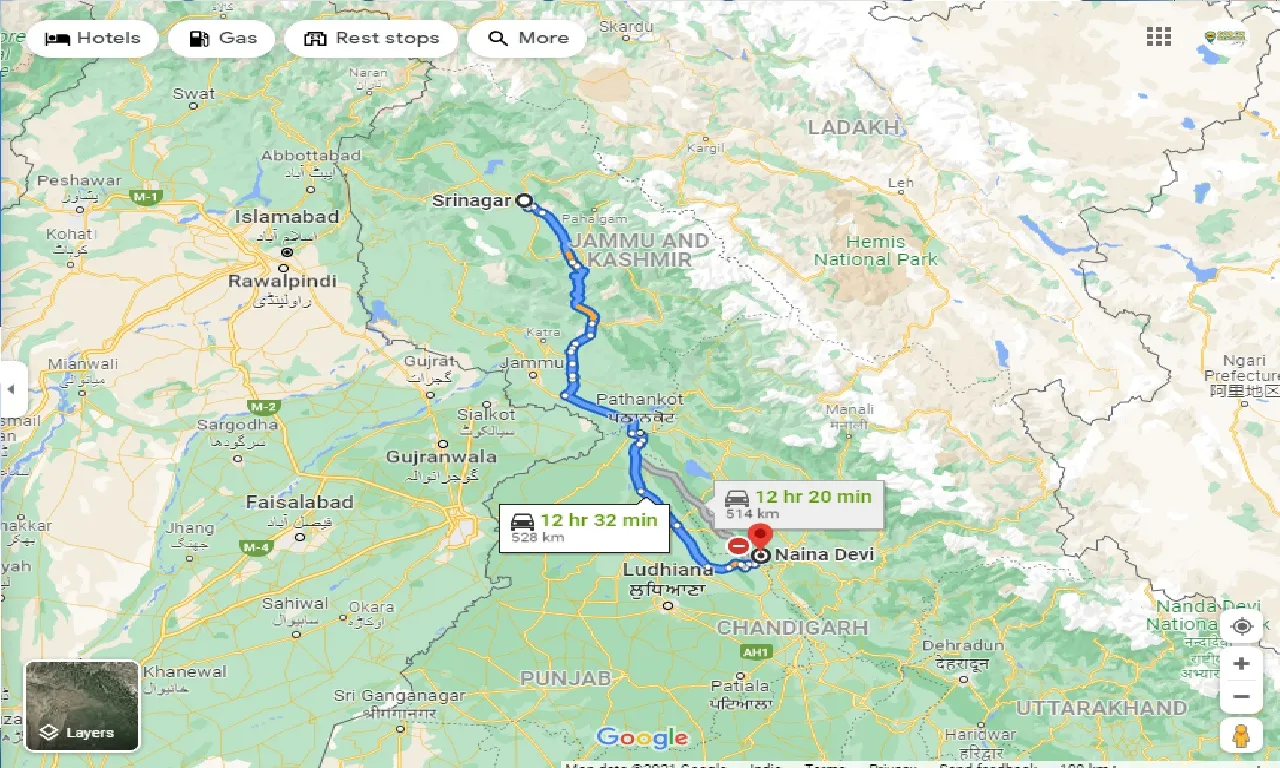 srinagar-to-naina-devi-taxi