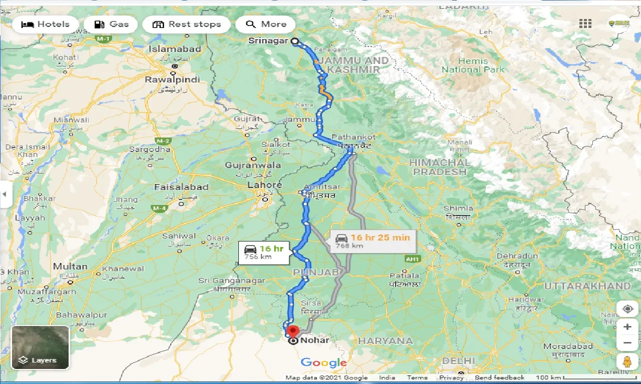 srinagar-to-nohar-taxi