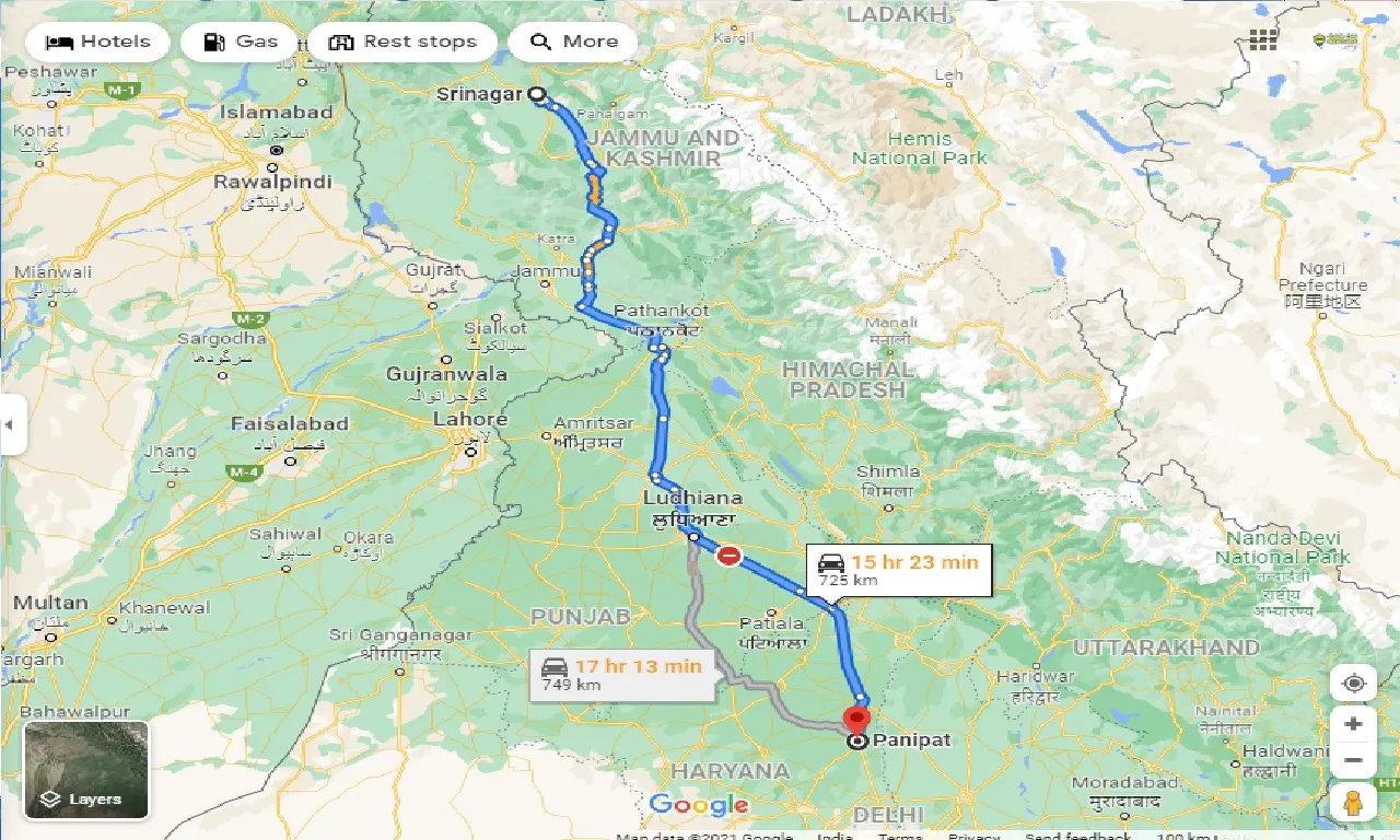 srinagar-to-panipat-taxi