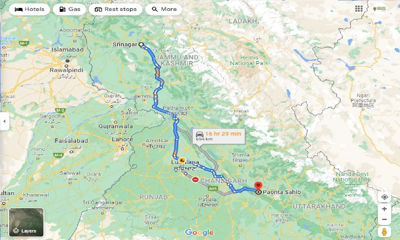 srinagar-to-paonta-sahib-one-way