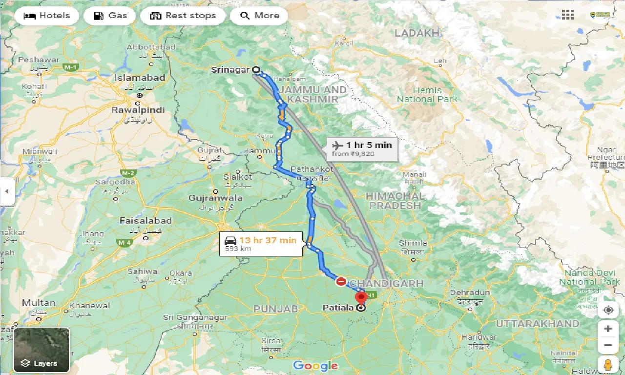srinagar-to-patiala-taxi