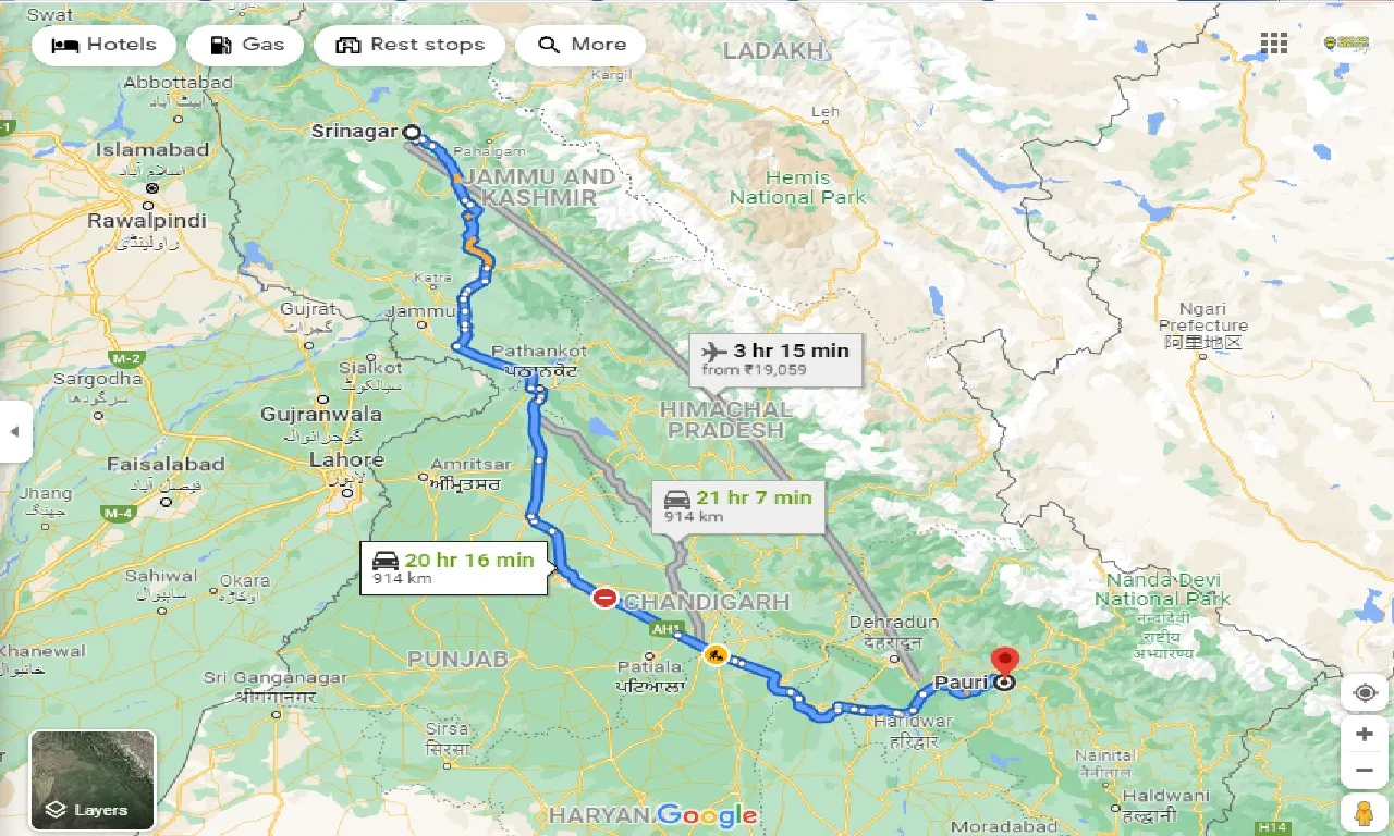 srinagar-to-pauri-taxi