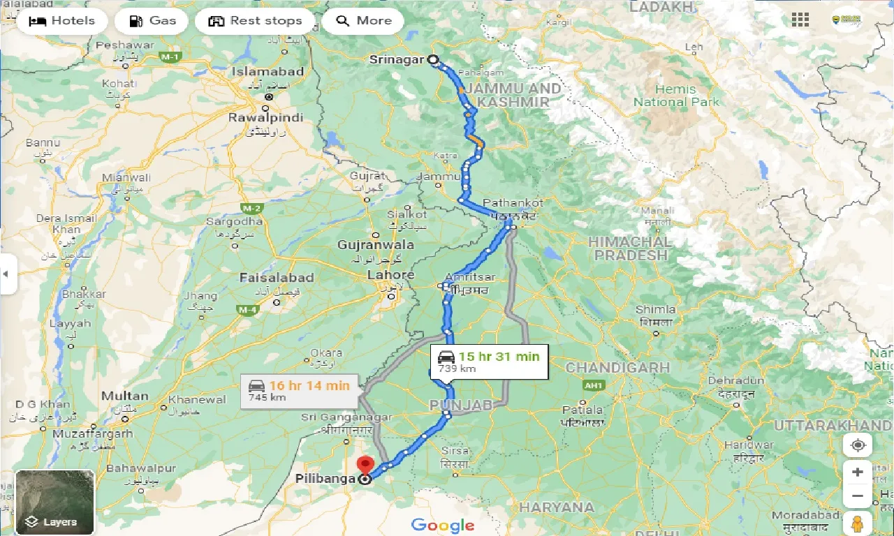 srinagar-to-pilibhanga-one-way