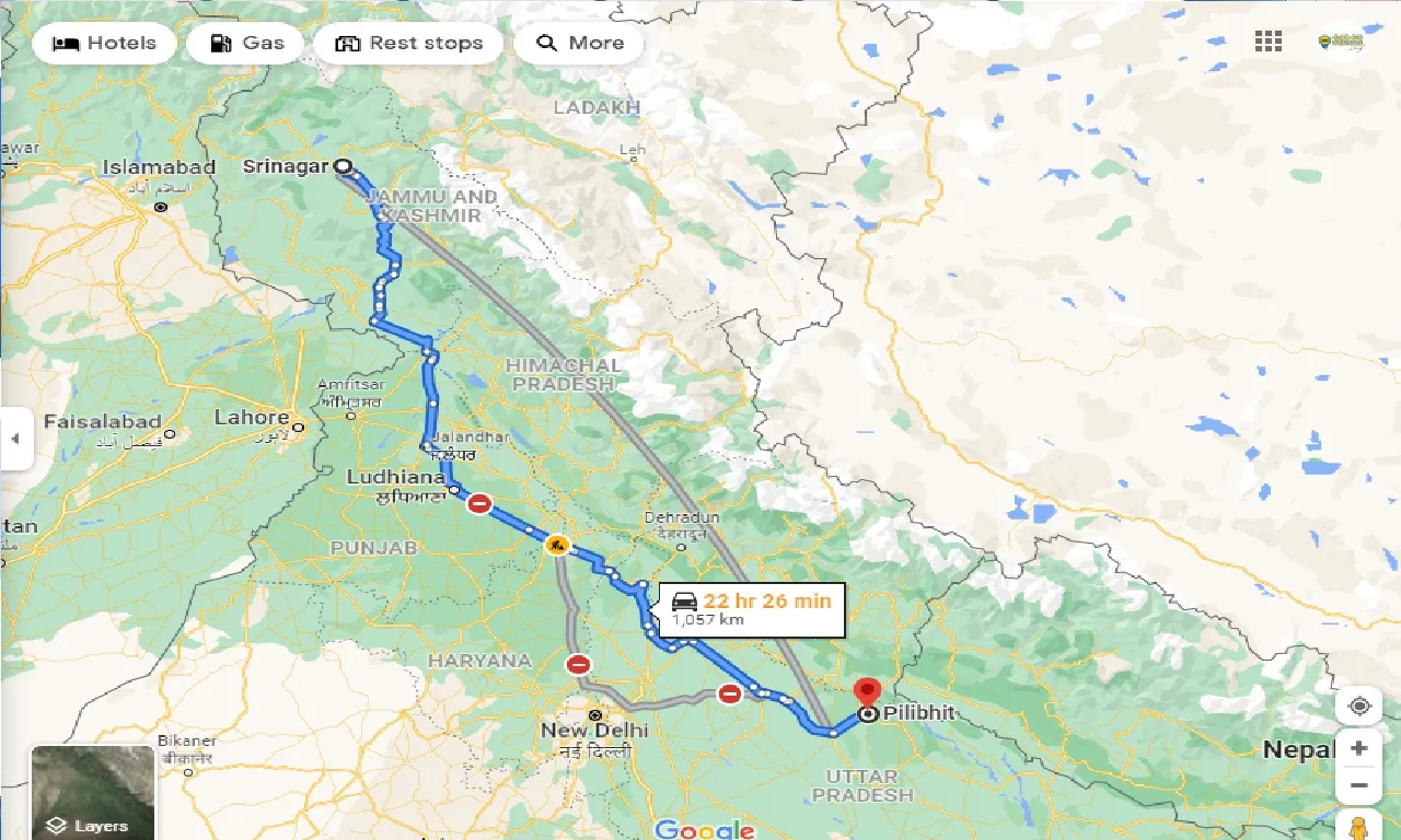 srinagar-to-pilibhit-taxi