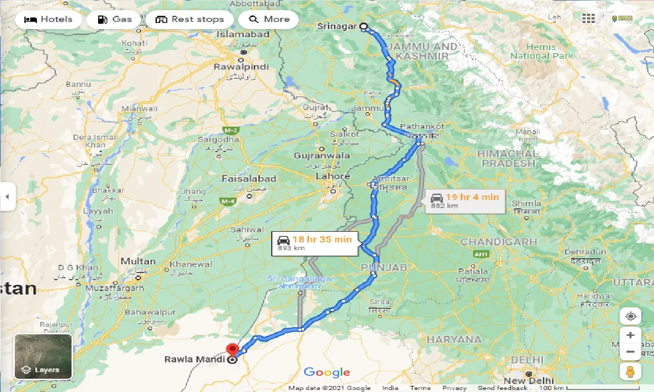 srinagar-to-rawla-mandi-taxi