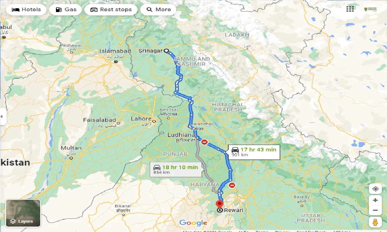srinagar-to-rewari-taxi