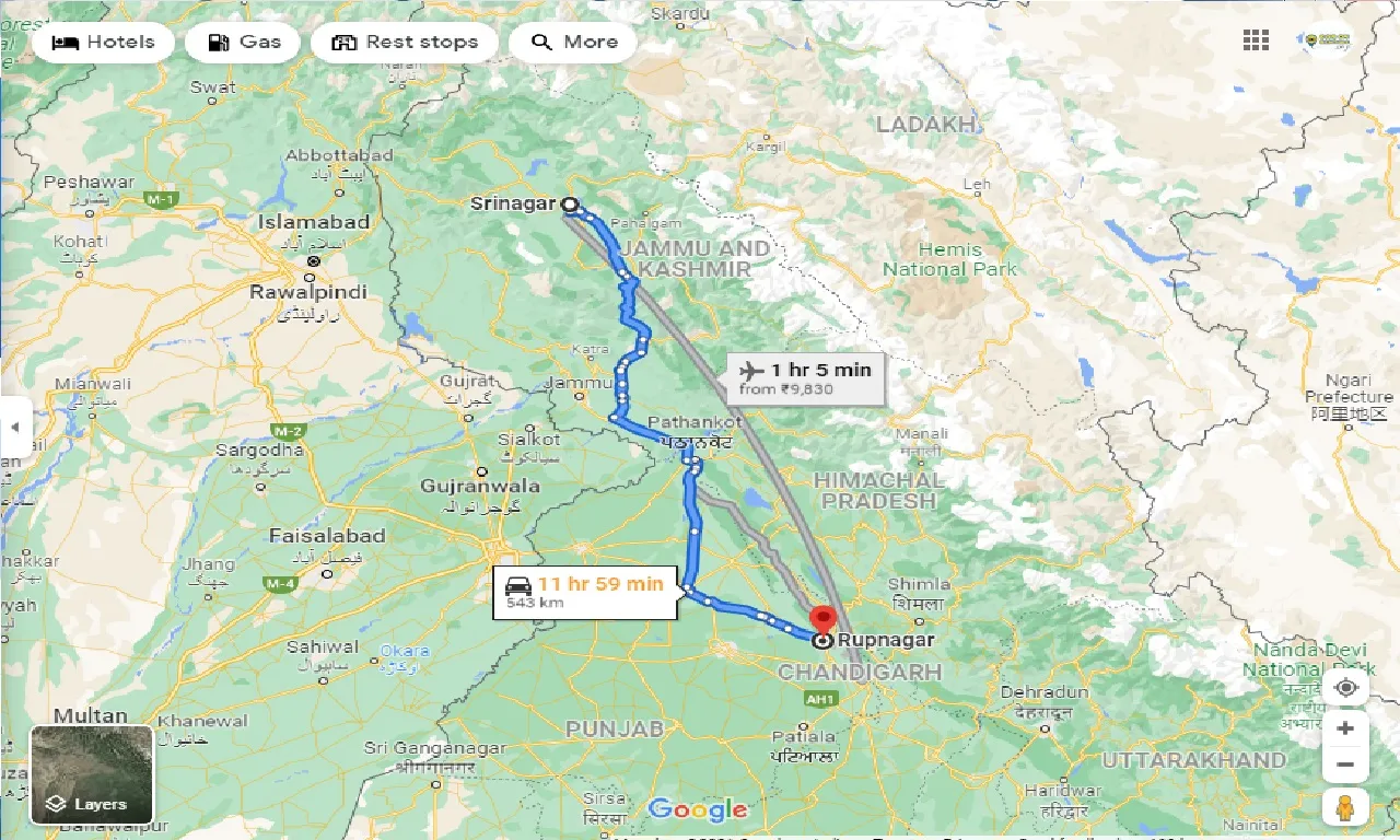 srinagar-to-ropar-one-way