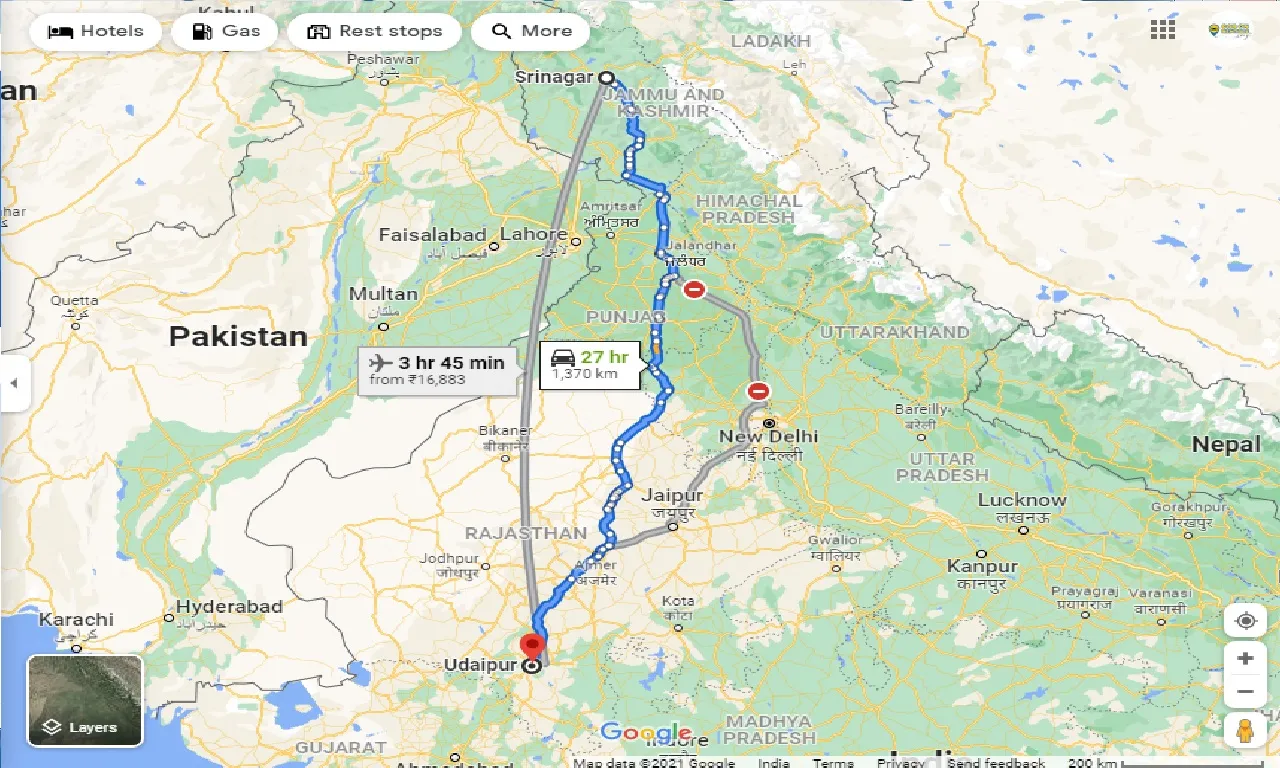 srinagar-to-udaipur-one-way