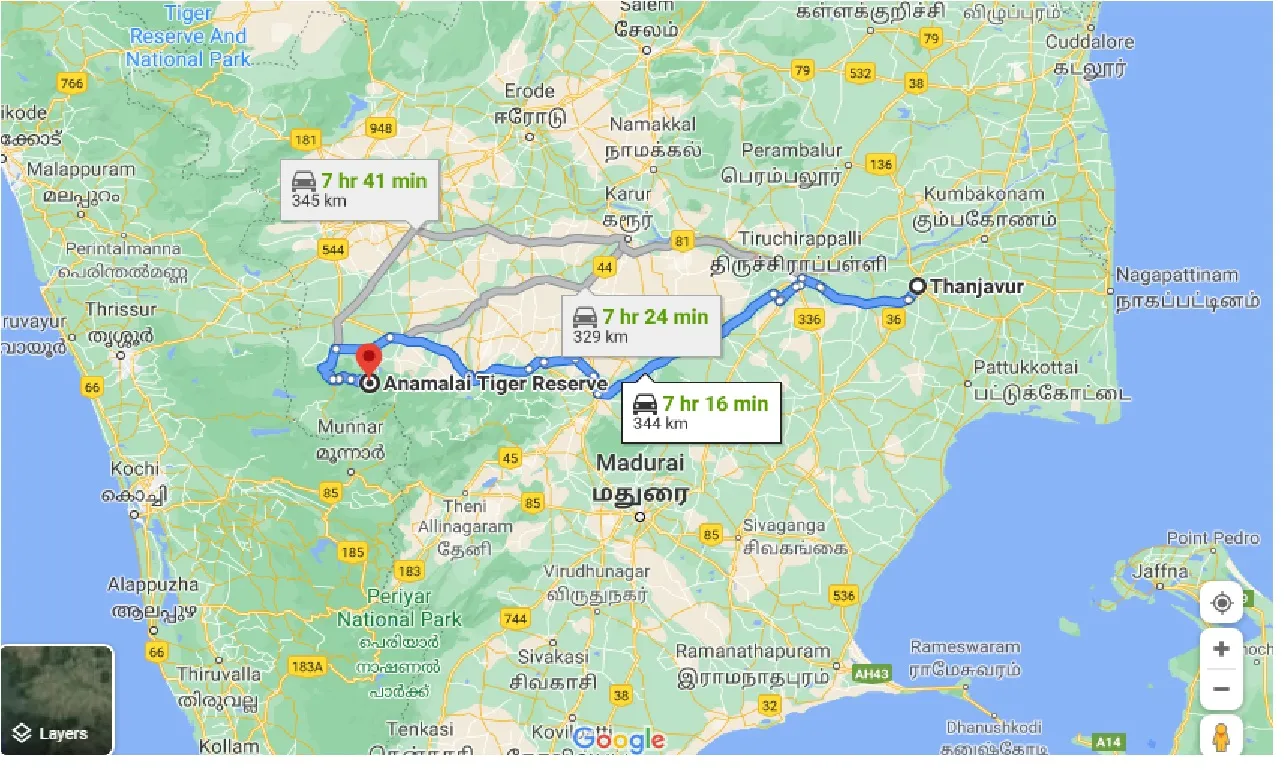 thanjavur-to-anamalai-tiger-reserve-taxi