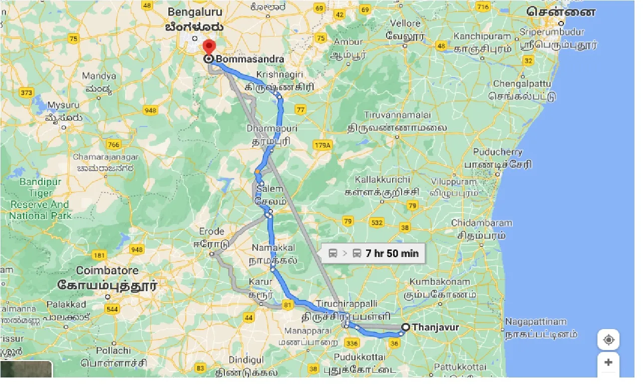 thanjavur-to-bommasandra-one-way