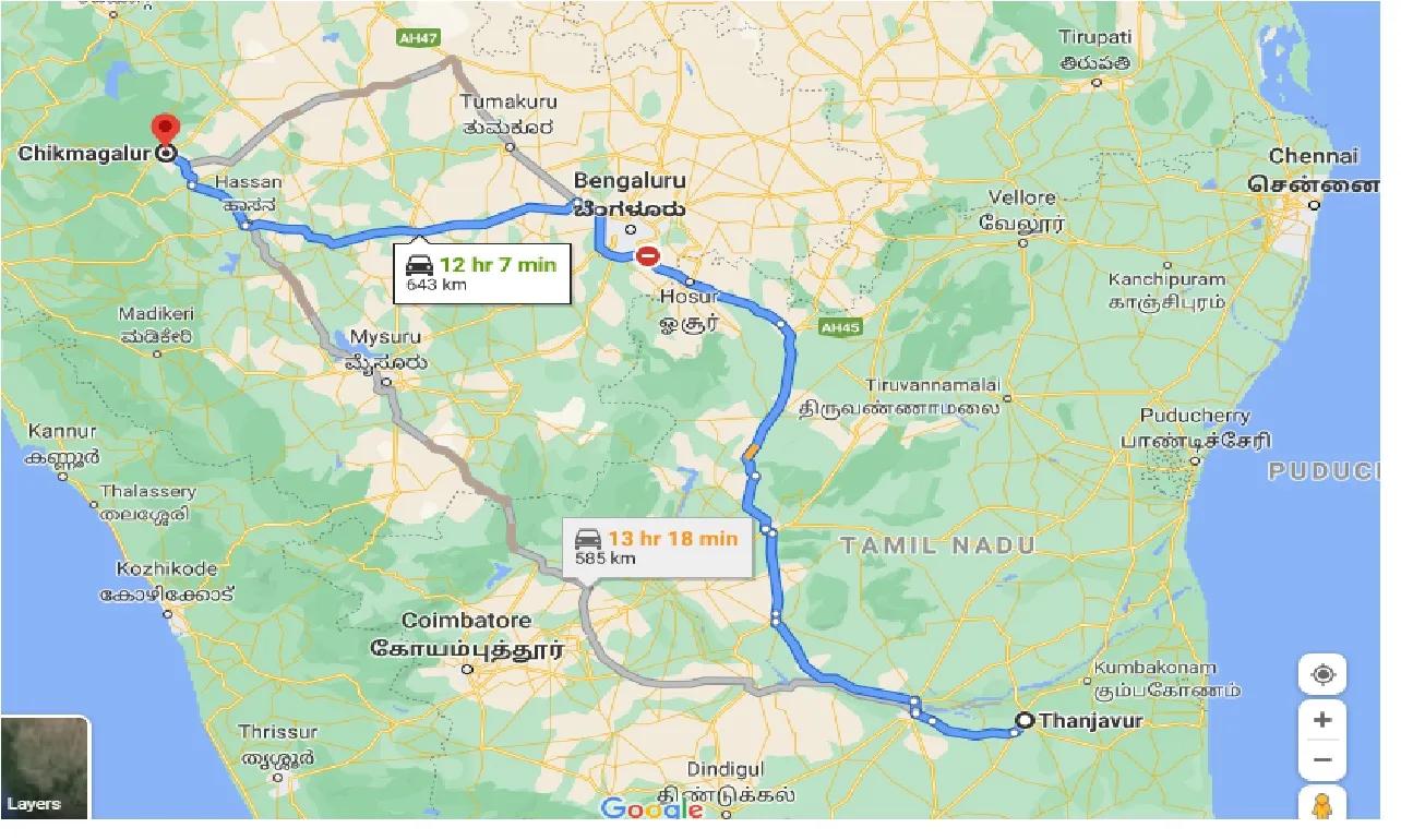 thanjavur-to-chikmagalur-one-way
