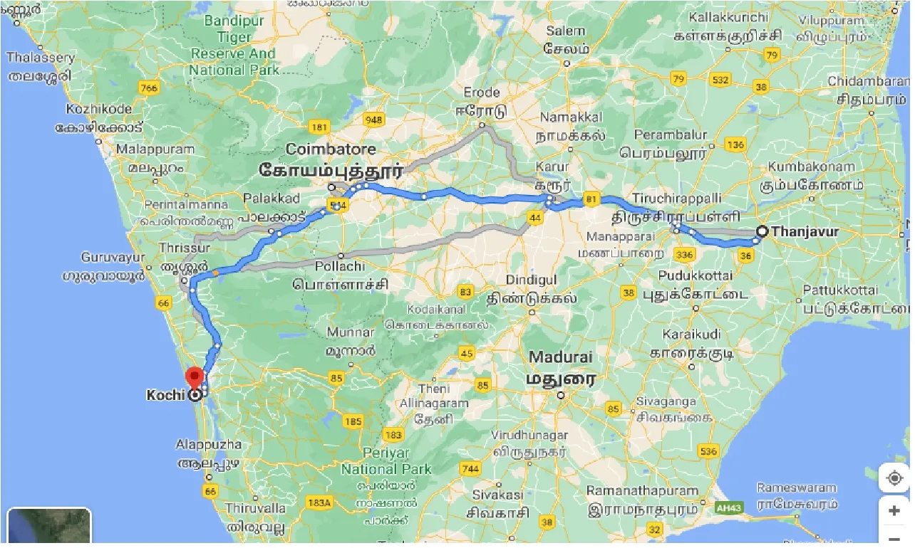 thanjavur-to-kochi-one-way