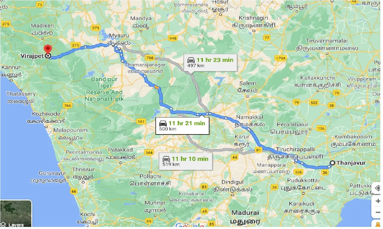 thanjavur-to-virajpet-one-way