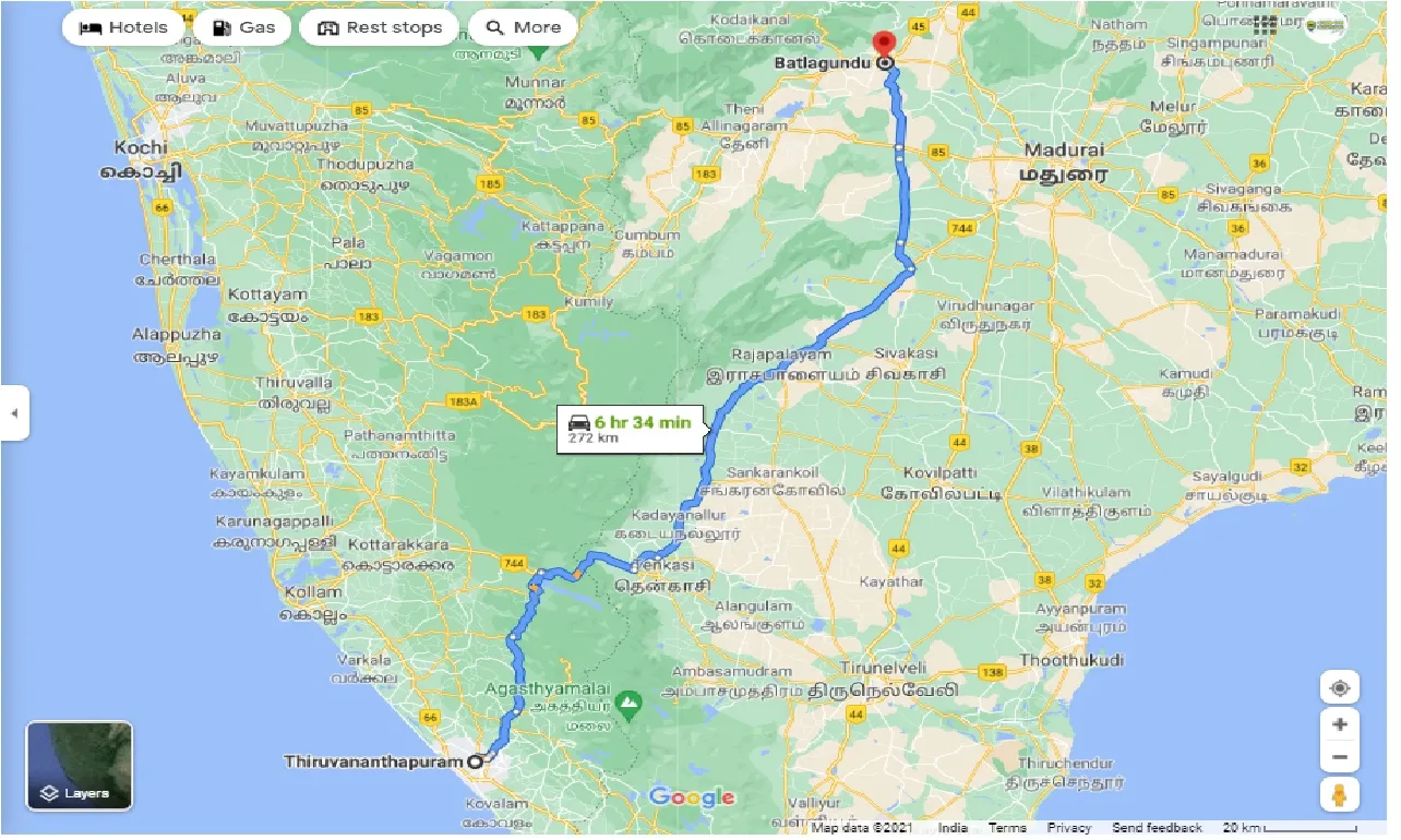 thiruvananthapuram-to-batlagundu-round-trip