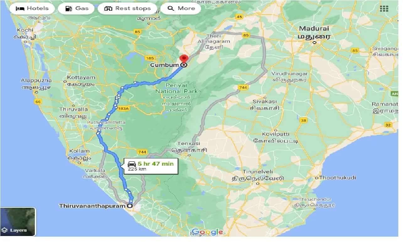 thiruvananthapuram-to-cumbum-taxi