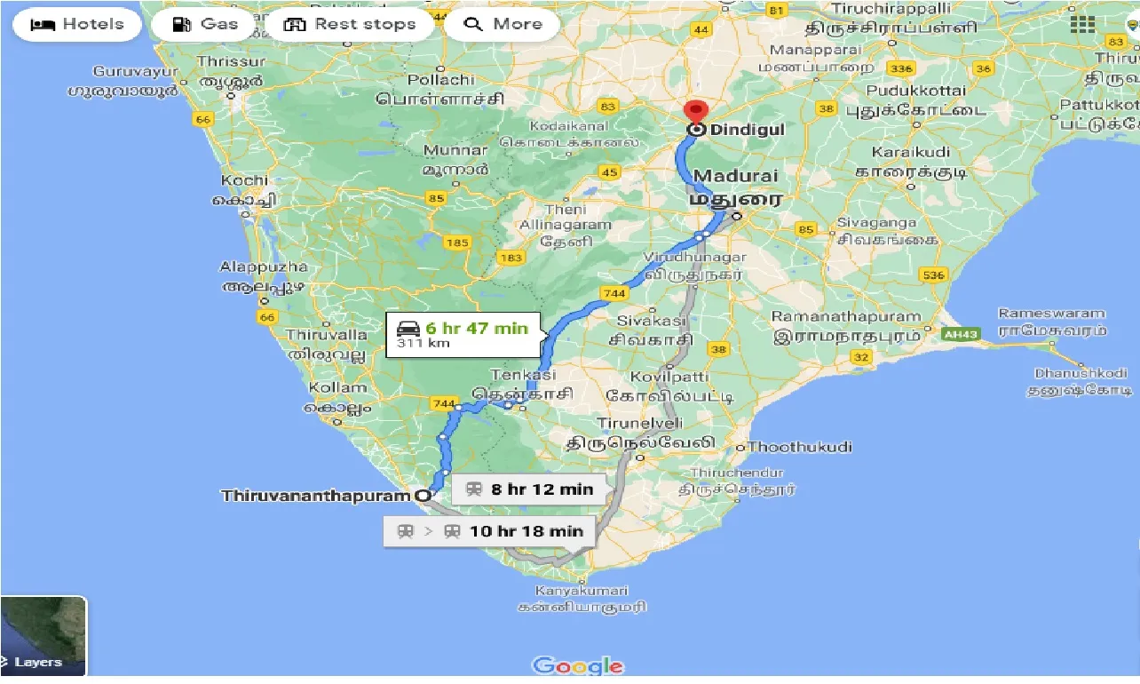 thiruvananthapuram-to-dindigul-one-way