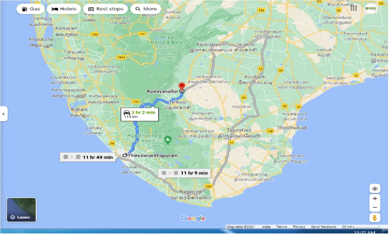 thiruvananthapuram-to-kadayanallur-round-trip