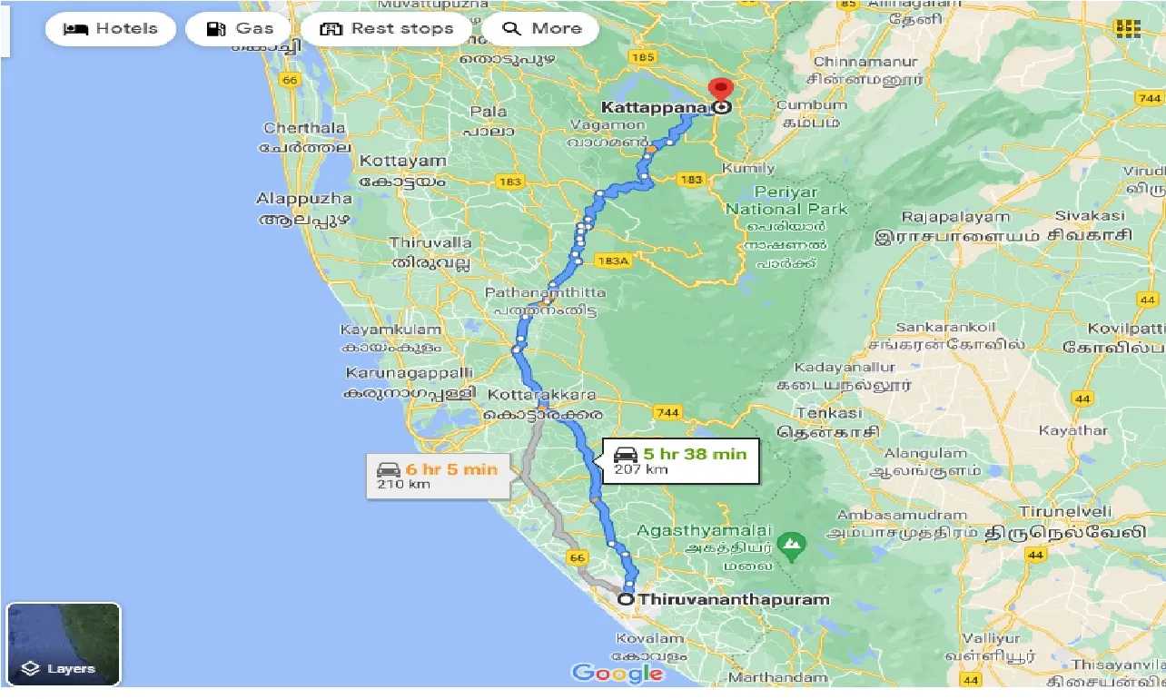 thiruvananthapuram-to-kattappana-one-way