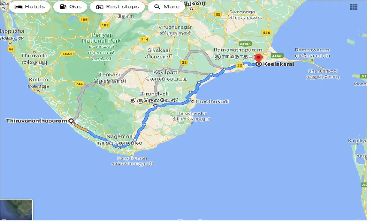 thiruvananthapuram-to-keelakarai-taxi