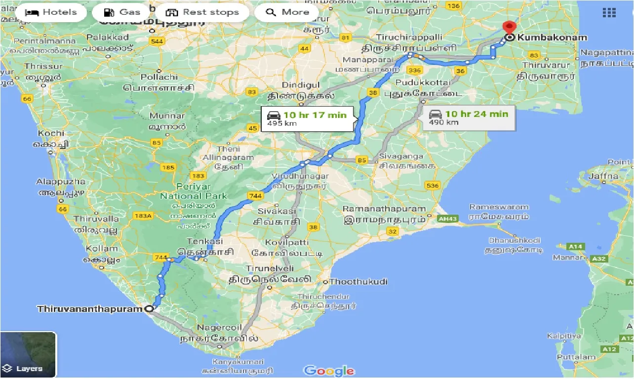 thiruvananthapuram-to-kumbakonam-one-way