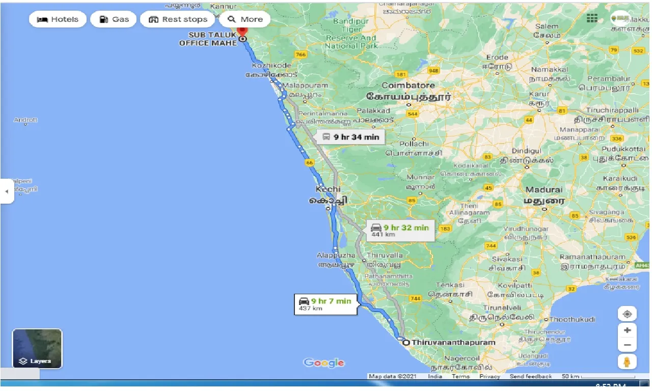 thiruvananthapuram-to-mahe-taluk-round-trip