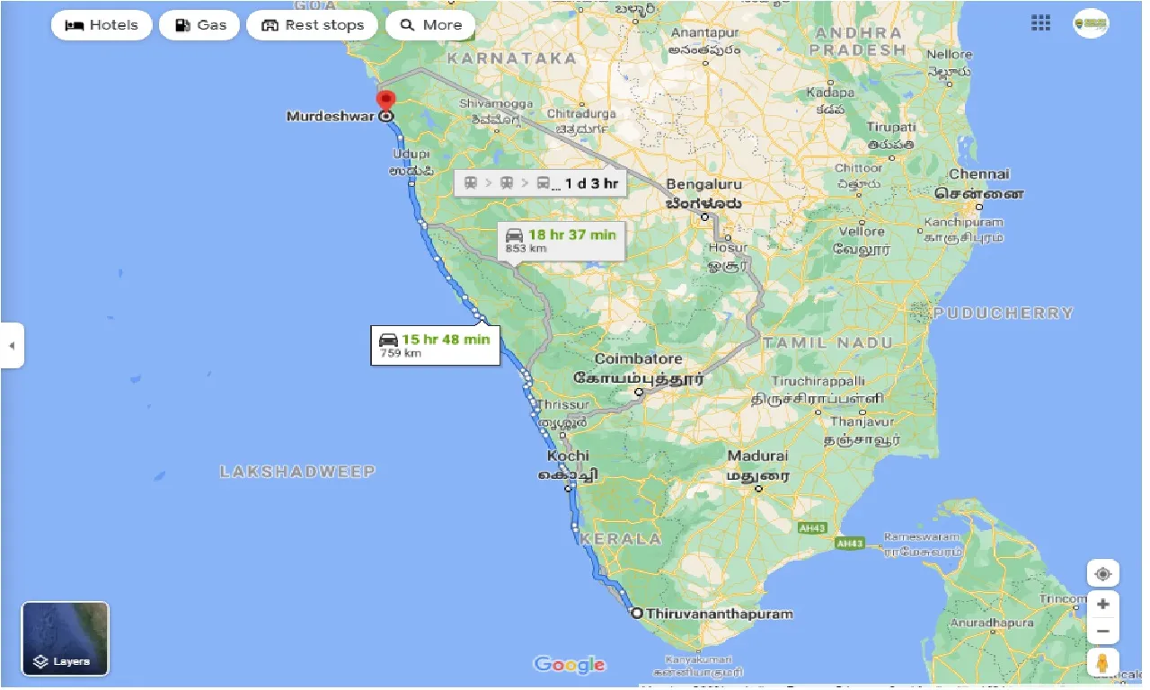 thiruvananthapuram-to-murudeshwar-one-way