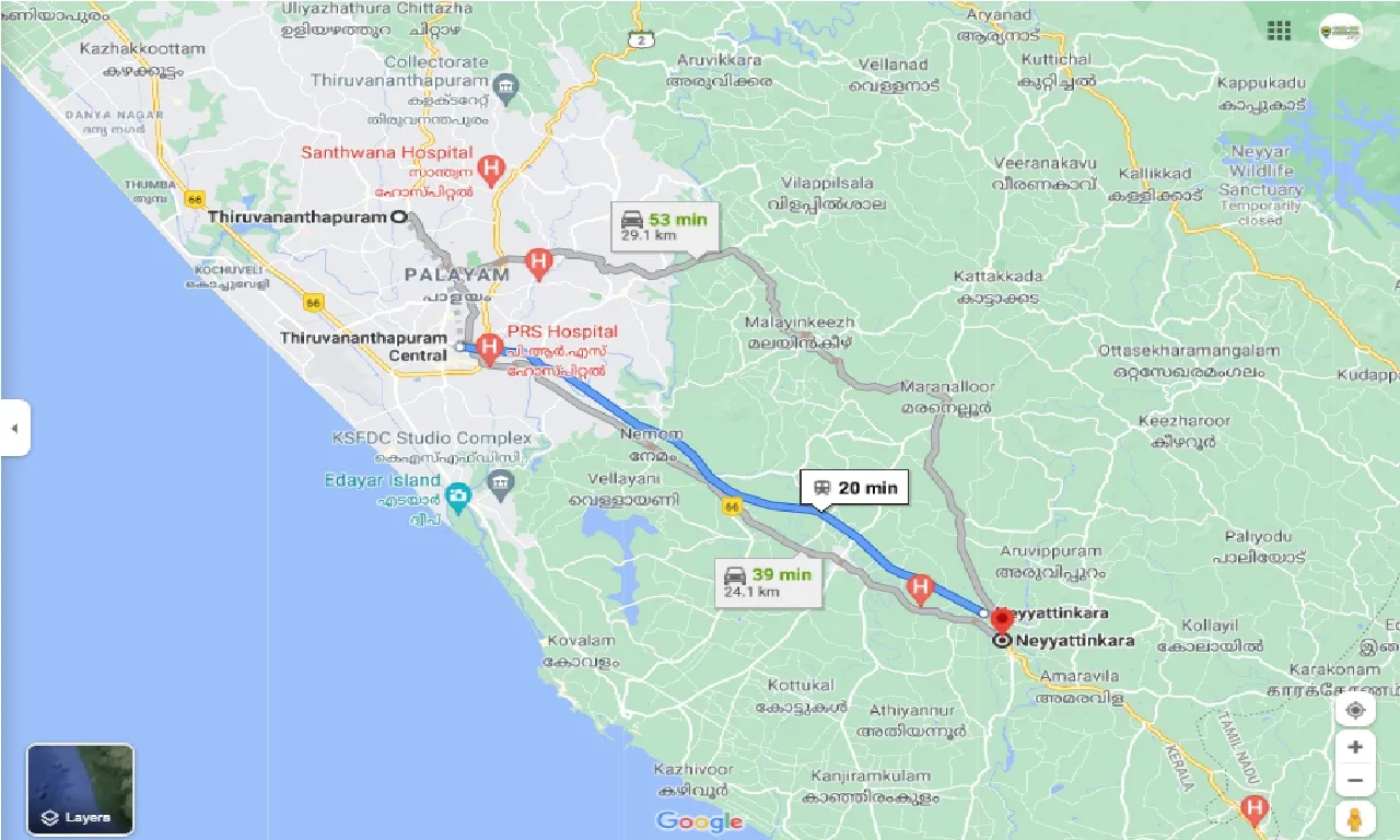 thiruvananthapuram-to-neyyattinkara-one-way