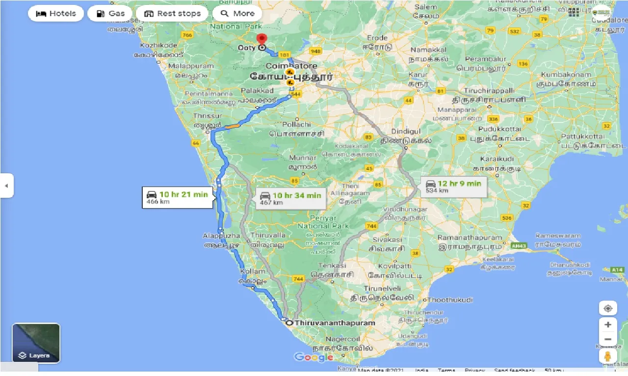 thiruvananthapuram-to-ooty-one-way