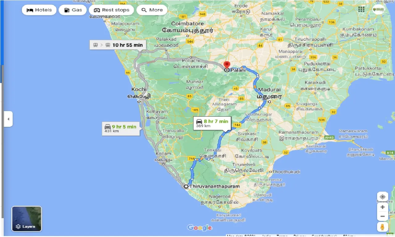 thiruvananthapuram-to-palani-round-trip